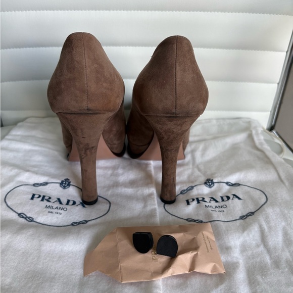 Prada Women's Brown Suede Pumps - Picture 3 of 5